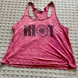 Soul cycle distressed riot crop top